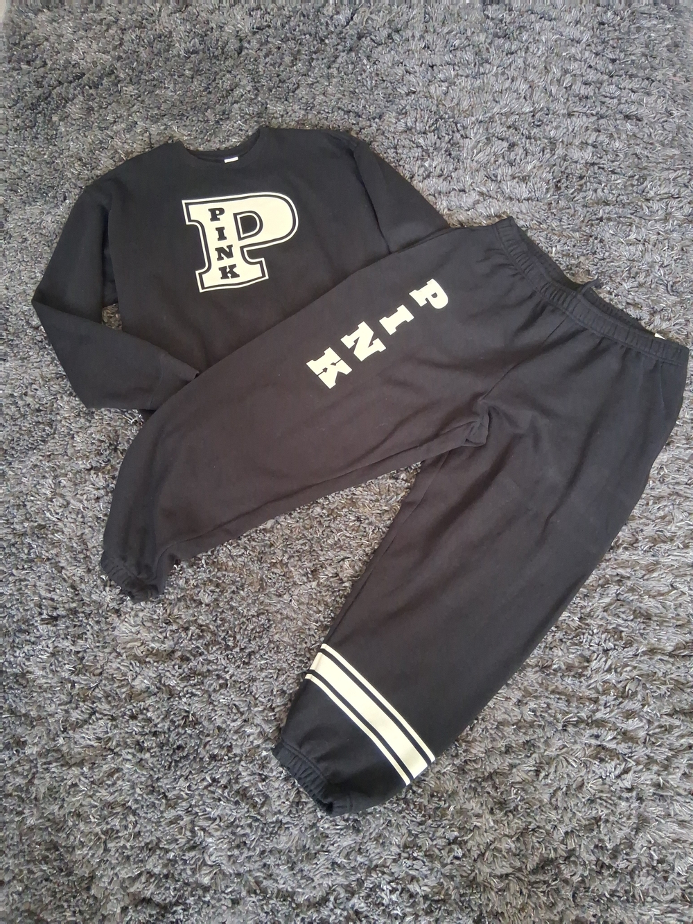 PINK Victoria's Secret Black Womans Sweatsuit- Casual Elastic Waist Bottoms